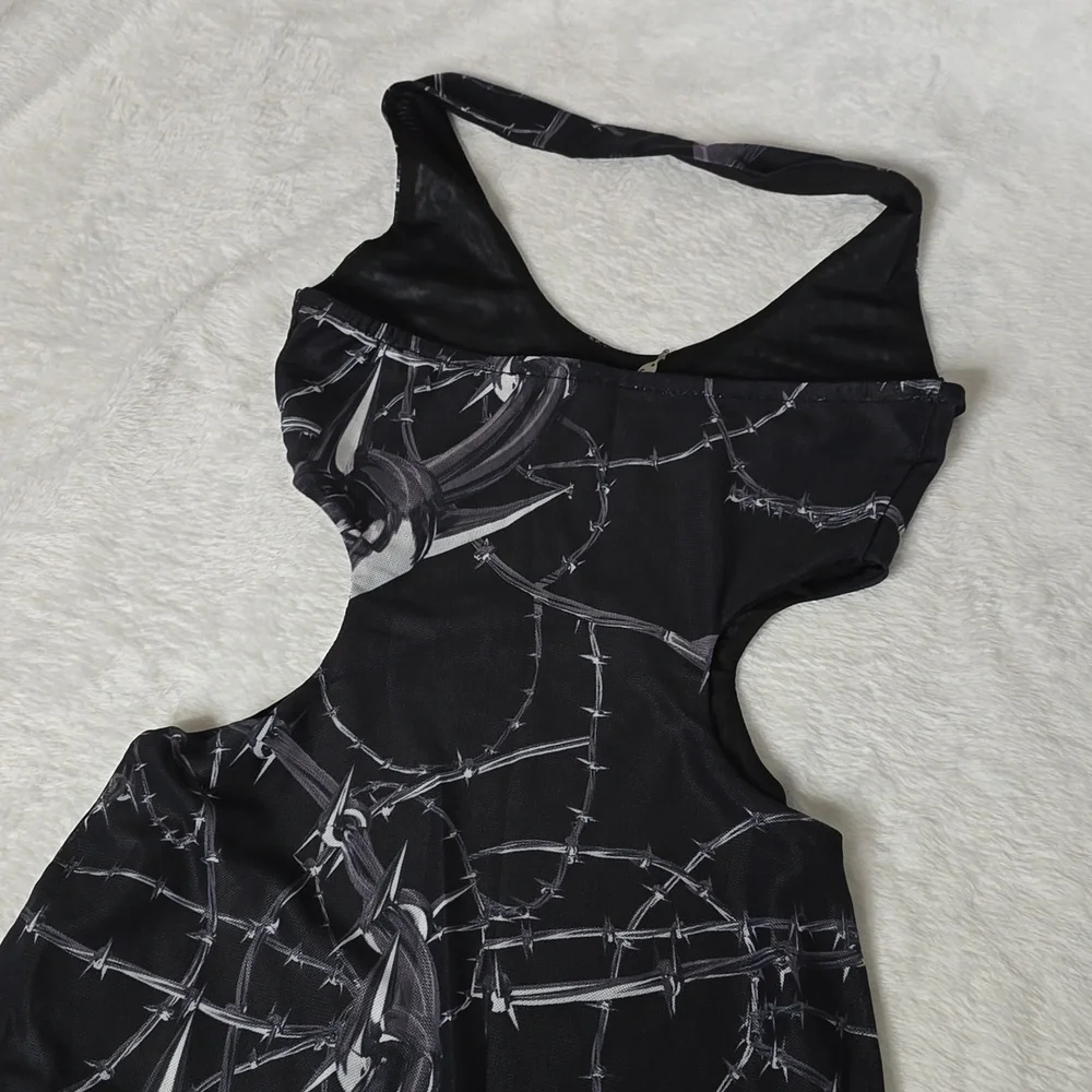 Hardcore dance cross and thorus printed mesh jumpsuit size small  NWT. - Picture 13 of 13